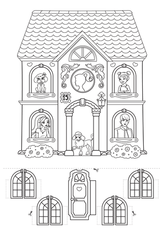 Create Barbie House With Surprise Characters Coloring Page